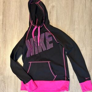 Black & Pink Nike Hoodie ThermaFit Med